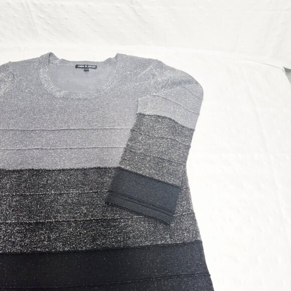 Cable & Gauge Gray and Black Crewneck Ombré  Style Sweater Size M - Picture 4 of 9